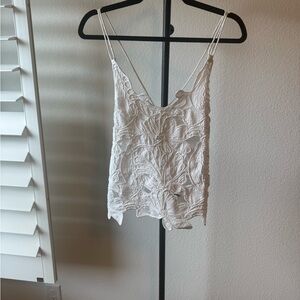 H&M White Embroidered Lace Cami Tank